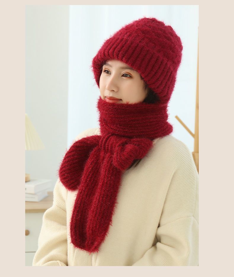 Hat Winter Warm Knitted Hat Scarf