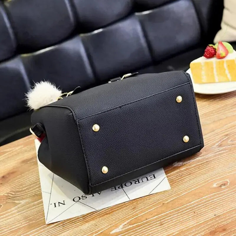 Leather Ladies Handbags Women Vintage Purse Plush Tassel