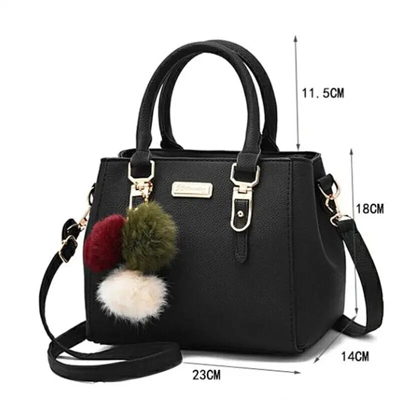 Leather Ladies Handbags Women Vintage Purse Plush Tassel