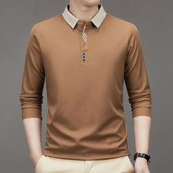 Men's Long Sleeve Turn-down Collar Waffle